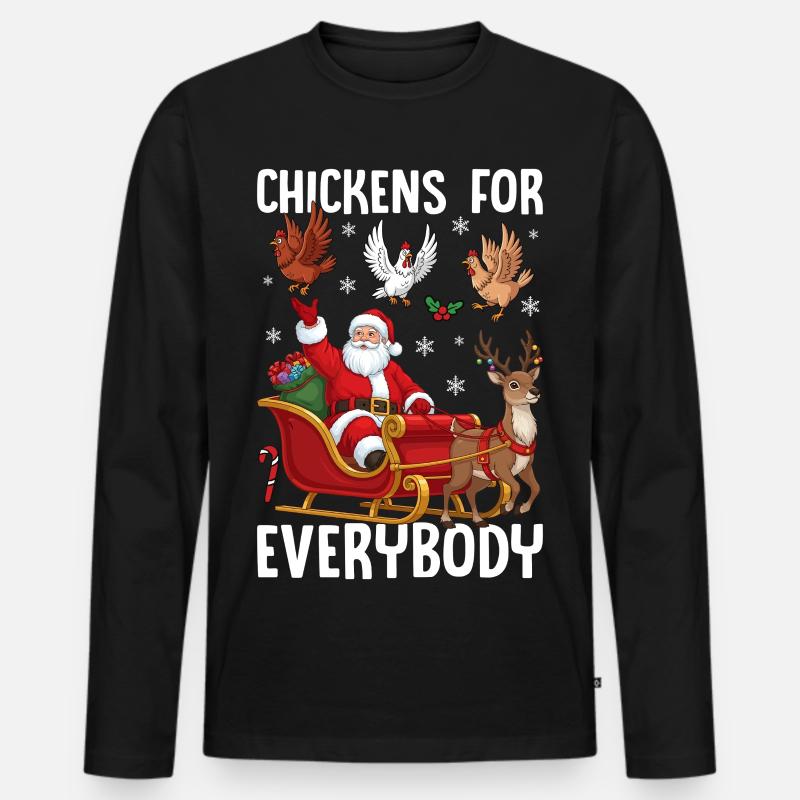 Chickens for Everybody - Männer Premium Bio Langarmshirt - Schwarz