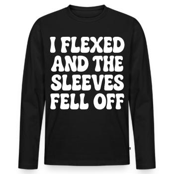 J’ai fléchi et les manches sont tombées - T-shirt manches longues Premium bio Homme - noir - Devant - Nico (187cm)