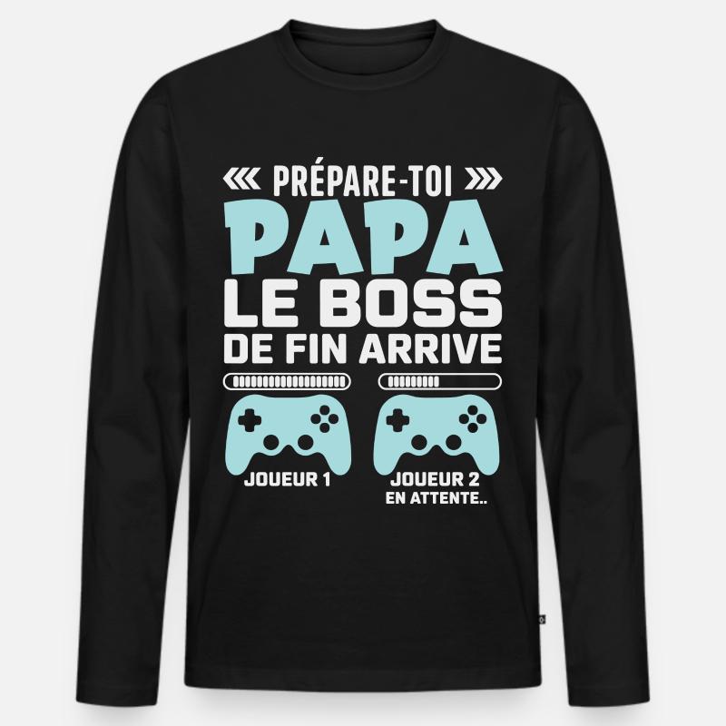 Design Humor Gaming Werdender Vater - Männer Premium Bio Langarmshirt - Schwarz