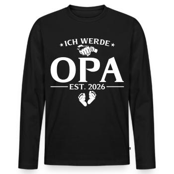 Je vais annoncer la grossesse de grand-père en 2026 - T-shirt manches longues Premium bio Homme - noir - Devant - Nico (187cm)