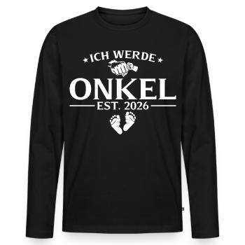 Je vais annoncer la grossesse de mon oncle en 2026 - T-shirt manches longues Premium bio Homme - noir - Devant - Nico (187cm)