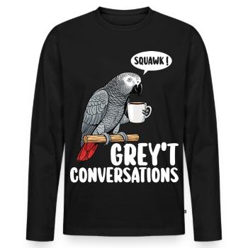 Afrikanischer Grauer Papagei Vogel Humor - Männer Premium Bio Langarmshirt - Schwarz - Vorne - Nico (187cm)
