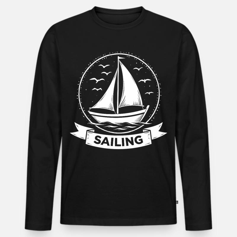 Sailing Segelboot Maritim Sport - Männer Premium Bio Langarmshirt - Schwarz