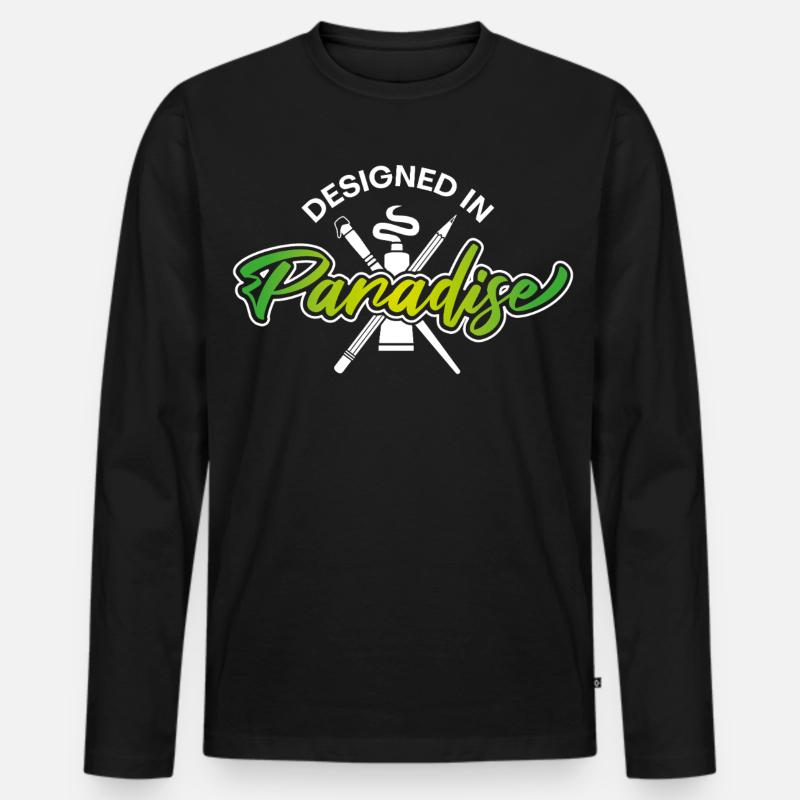 Designed in Paradise  - Männer Premium Bio Langarmshirt - Schwarz