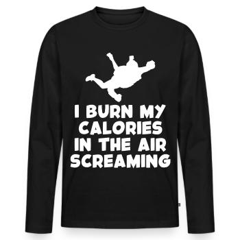 Calories in the Wind Screaming T-Shirt - Men's Premium Organic Long Sleeve Shirt - black - Front - Nico (187cm)