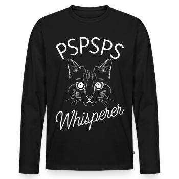 Cat Whisperer PSPSPS - Men's Premium Organic Long Sleeve Shirt - black - Front - Nico (187cm)