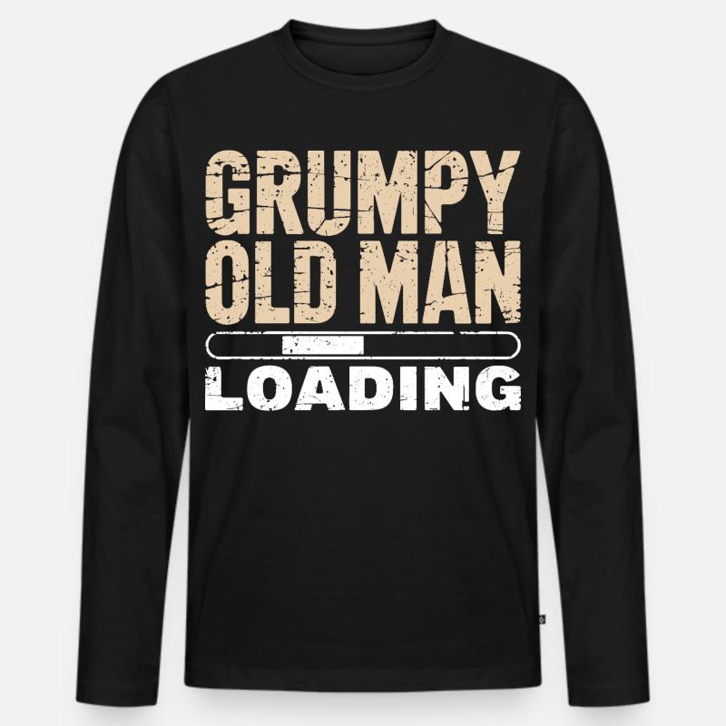 Grumpy Old Man Loading - Männer Premium Bio Langarmshirt - Schwarz