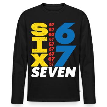 Sechs Sieben, 67 - Männer Premium Bio Langarmshirt - Schwarz - Vorne - Nico (187cm)