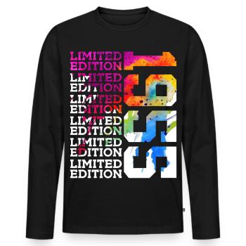 LIMITED EDITION 1955 71 YEARS 71ST BIRTHDAY - Men's Premium Organic Long Sleeve Shirt - black - Front - Nico (187cm)