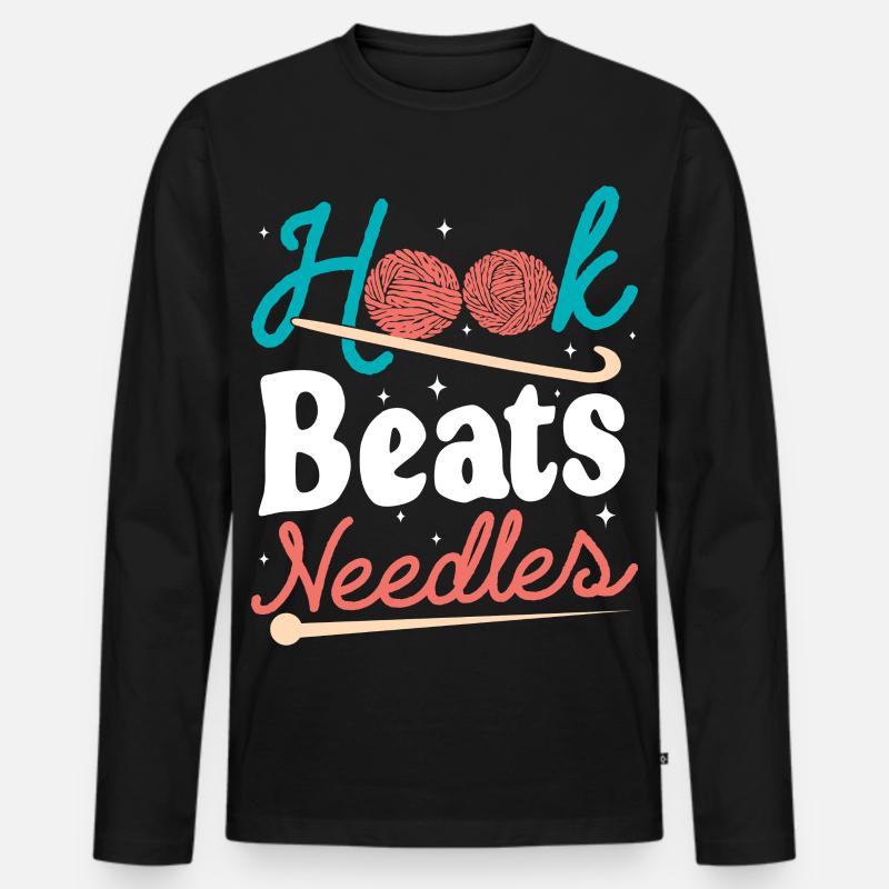 Hook Beats Needles Häkelhäkelgarn - Männer Premium Bio Langarmshirt - Schwarz