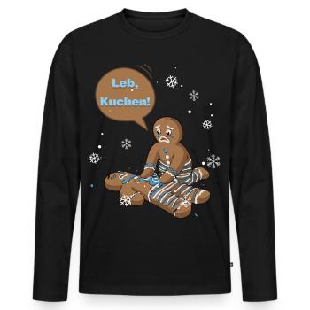 Live, cake! Winter Gingerbread Duo - Men's Premium Organic Long Sleeve Shirt - black - Front - Nico (187cm)