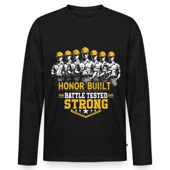 Mécanique militaire Honor Built Testé en combat - T-shirt manches longues Premium bio Homme - noir - Devant - Nico (187cm)