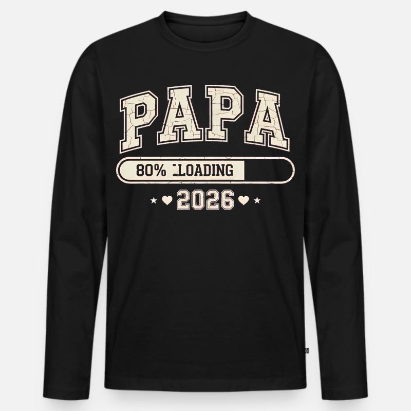 Papa 2026 Loading Werdender Papa - Männer Premium Bio Langarmshirt - Schwarz