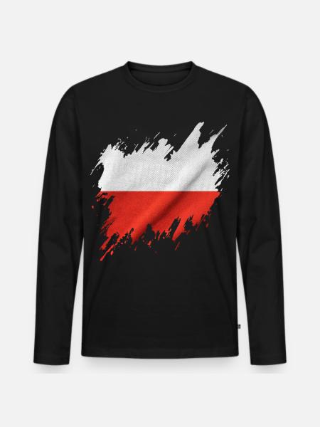 Flag of Poland, torn style - Men's Premium Organic Long Sleeve Shirt - black