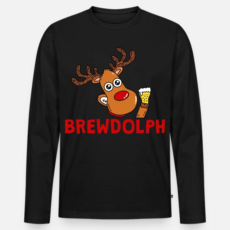 BrewDolph Reindeer Bierheld - Männer Premium Bio Langarmshirt - Schwarz