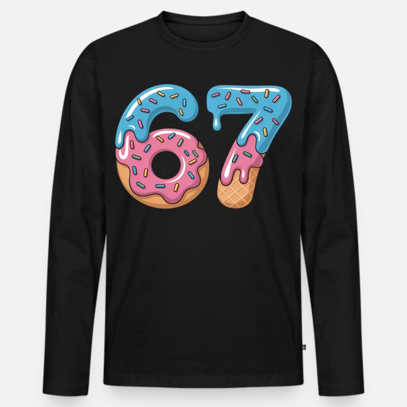 Donutzahlen 6 und 7 - Männer Premium Bio Langarmshirt - Schwarz
