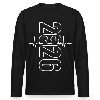 Rente 2026 - Retraite - Courbe ECG de rente - T-shirt manches longues Premium bio Homme - noir - Devant - Nico (187cm)