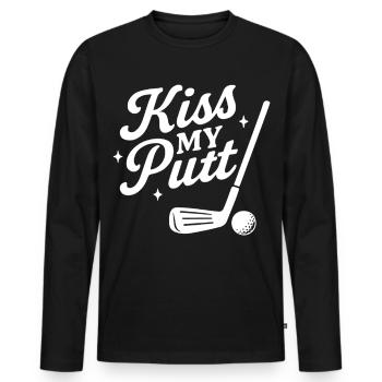 Kiss My Putt Funny Golf Lover Design - Men's Premium Organic Long Sleeve Shirt - black - Front - Nico (187cm)
