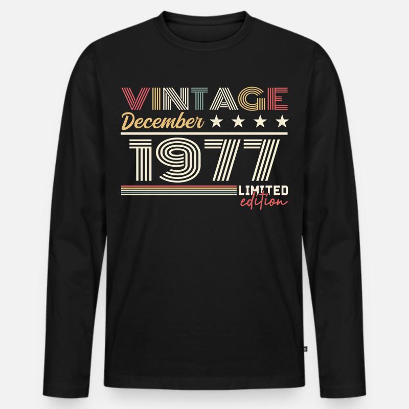 Geschenk Dezember 1977 - Männer Premium Bio Langarmshirt - Schwarz