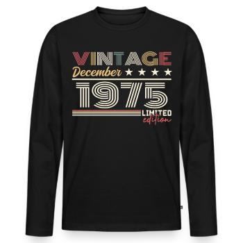 Cadeau Décembre 1975 - T-shirt manches longues Premium bio Homme - noir - Devant - Nico (187cm)