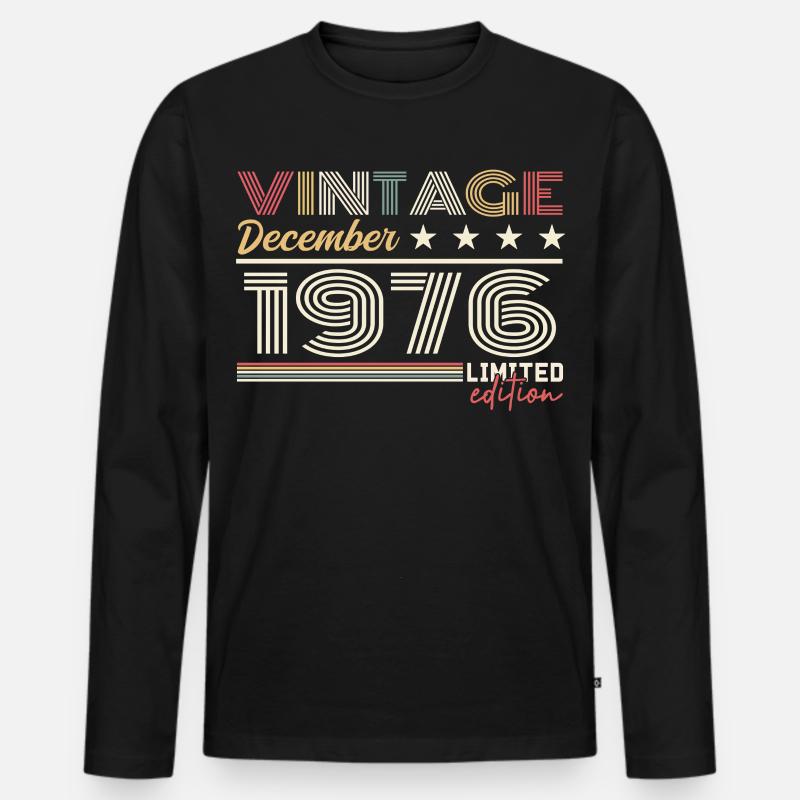 Geschenk Dezember 1976 - Männer Premium Bio Langarmshirt - Schwarz