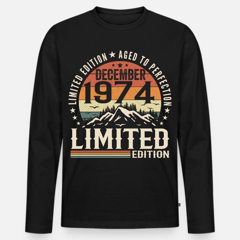 Dezember 1974 - Männer Premium Bio Langarmshirt - Schwarz