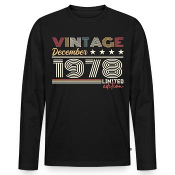 Cadeau Décembre 1978 - T-shirt manches longues Premium bio Homme - noir - Devant - Nico (187cm)
