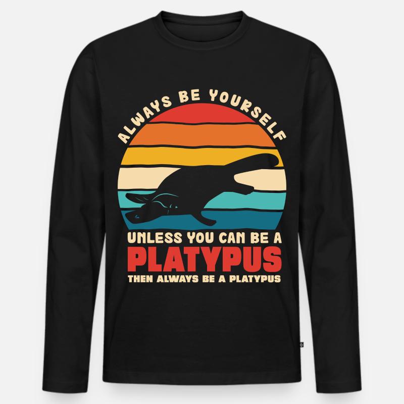 Platypus Motiv Selbstsein - Männer Premium Bio Langarmshirt - Schwarz