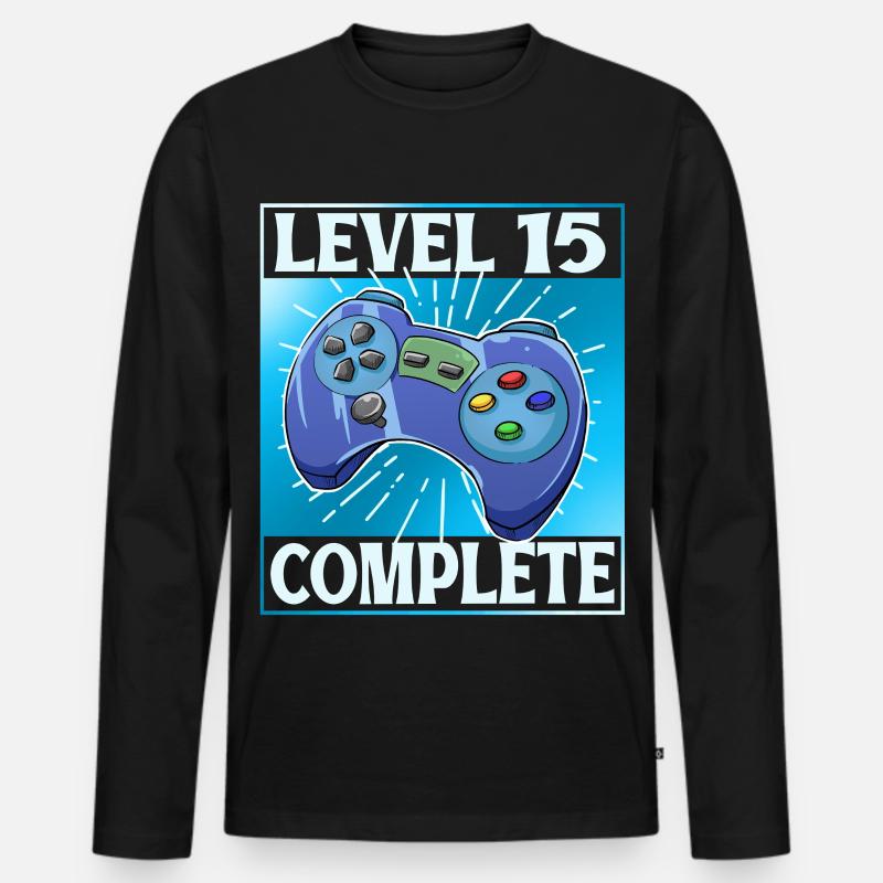 Level 15 Complete - Männer Premium Bio Langarmshirt - Schwarz