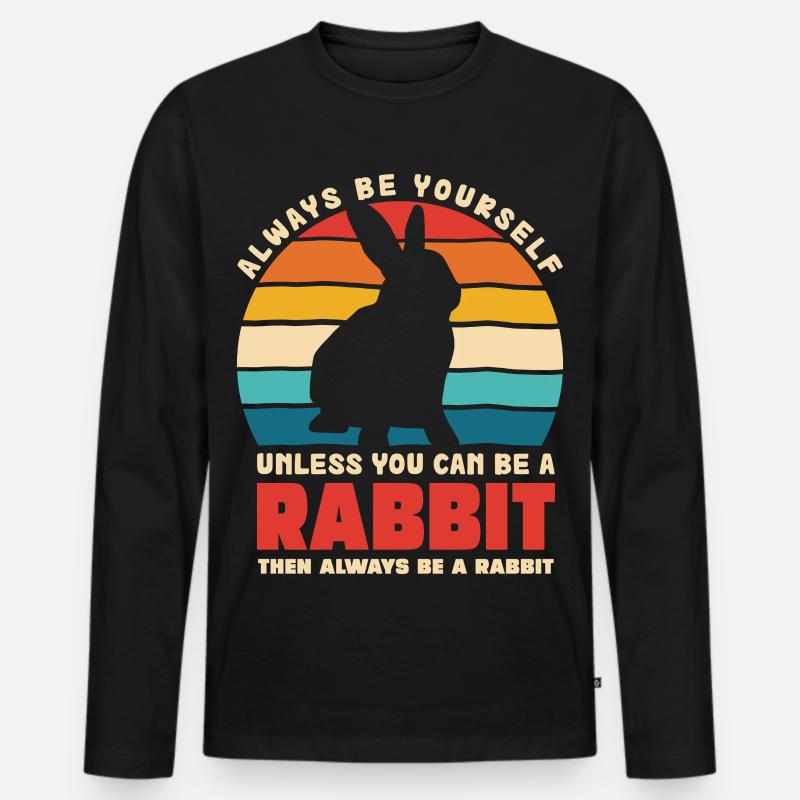 Retro Hasen Spruch Sei Du Selbst - Männer Premium Bio Langarmshirt - Schwarz