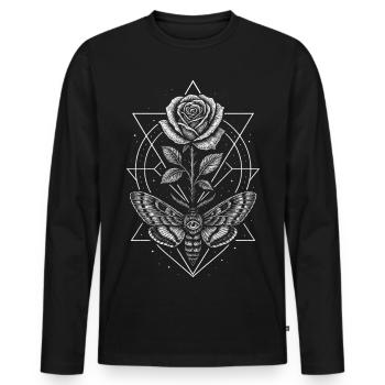 Moth Rose Occultism Esotericism Mystical Design - Men's Premium Organic Long Sleeve Shirt - black - Front - Nico (187cm)
