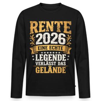 Retraite 2026 La légende quitte le parc Vintage - T-shirt manches longues Premium bio Homme - noir - Devant - Nico (187cm)