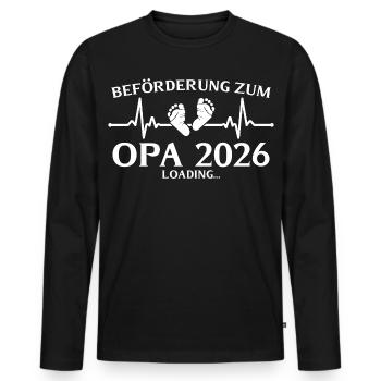 Opa 2026 loading Schwangerschaftsankündigung - Männer Premium Bio Langarmshirt - Schwarz - Vorne - Nico (187cm)