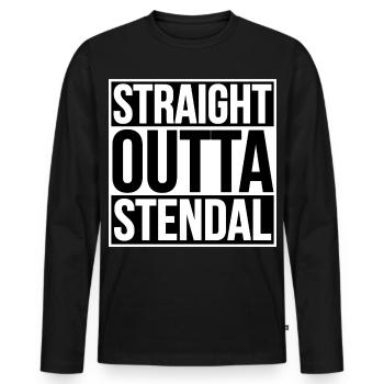 Straight Outta Stendal - Men's Premium Organic Long Sleeve Shirt - black - Front - Nico (187cm)