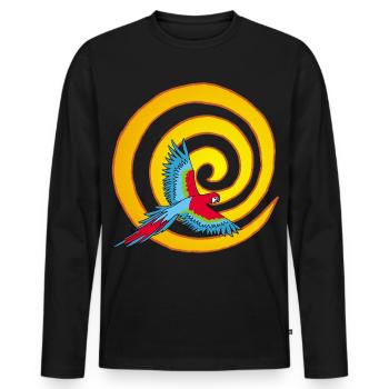 Die Sonne und der Vogel - Männer Premium Bio Langarmshirt - Schwarz - Vorne - Nico (187cm)
