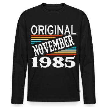 November 1985 Vintage Retro Birthday - Men's Premium Organic Long Sleeve Shirt - black - Front - Nico (187cm)
