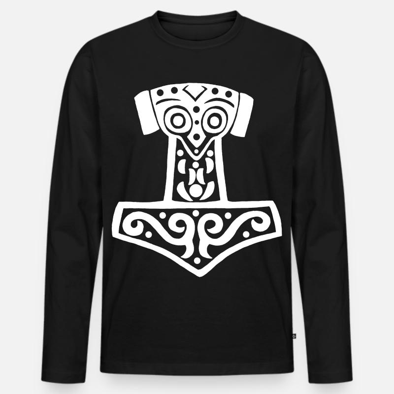 Thors Hammer (weiß) - Männer Premium Bio Langarmshirt - Schwarz