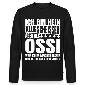 Je ne suis pas un petit malin d’Ossi - T-shirt manches longues Premium bio Homme - noir - Devant - Nico (187cm)
