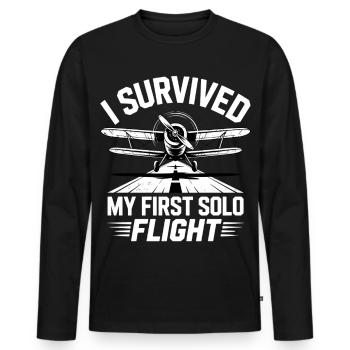 Premier vol Vol en avion - T-shirt manches longues Premium bio Homme - noir - Devant - Nico (187cm)