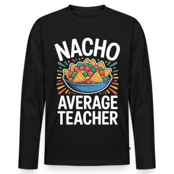 Nacho Enseignant Moyen Drôle Design - T-shirt manches longues Premium bio Homme - noir - Devant - Nico (187cm)