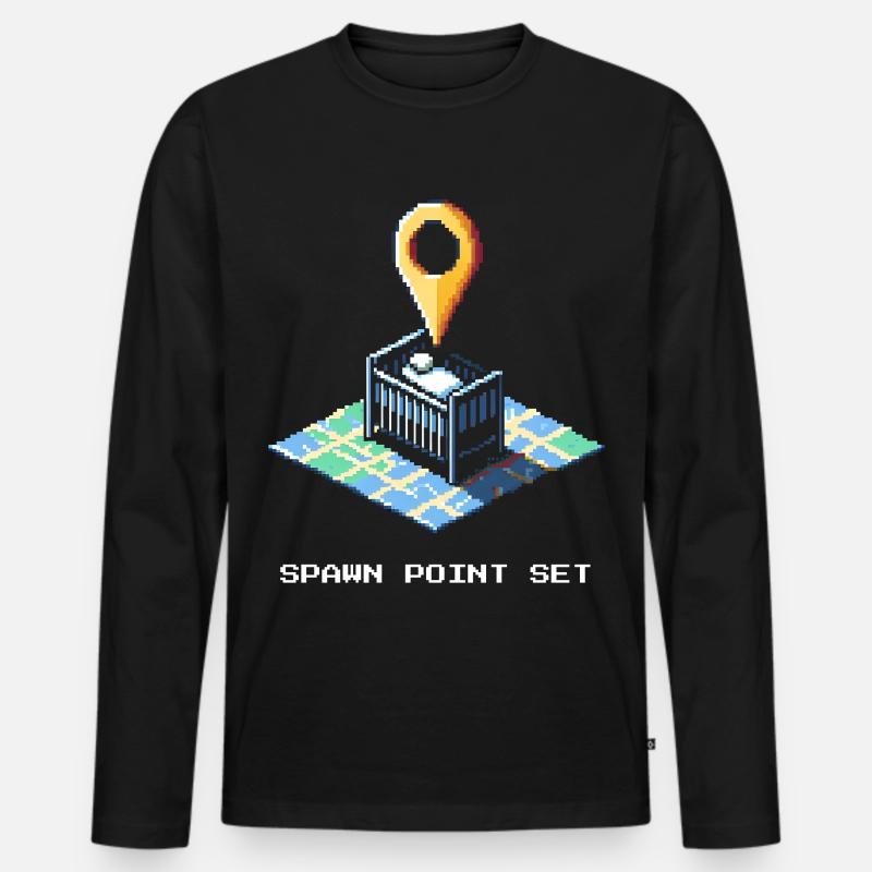 Spawnpunkt gesetzt | Baby ist da - Männer Premium Bio Langarmshirt - Schwarz