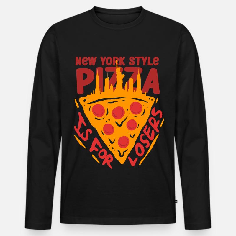 Deep Dish Pizza Chicargo - Männer Premium Bio Langarmshirt - Schwarz