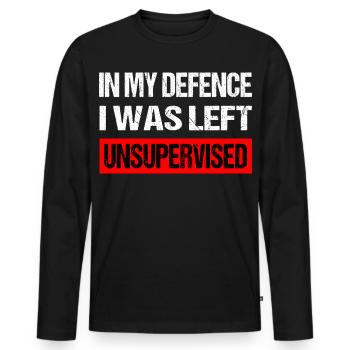 Unsupervised Humor Spruch Shirt - Männer Premium Bio Langarmshirt - Schwarz - Vorne - Nico (187cm)