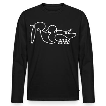 Rente eine Linie - 2026 Endlich geschafft - Männer Premium Bio Langarmshirt - Schwarz - Vorne - Nico (187cm)