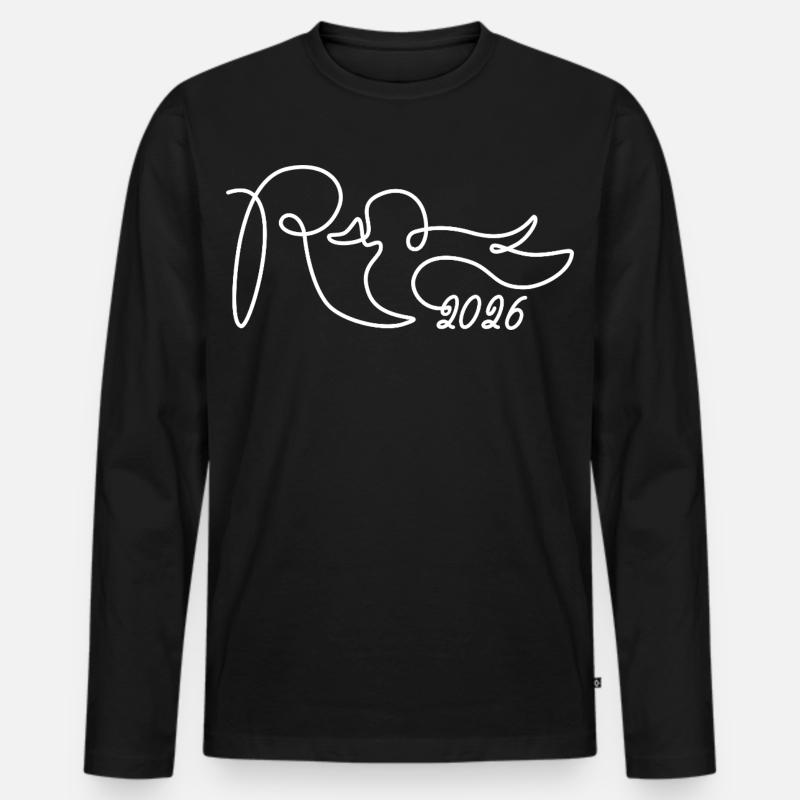 Rente eine Linie - 2026 Endlich geschafft - Männer Premium Bio Langarmshirt - Schwarz