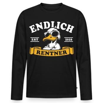 Cartoon Pension 2026 - Retirement - Pension - Men's Premium Organic Long Sleeve Shirt - black - Front - Nico (187cm)