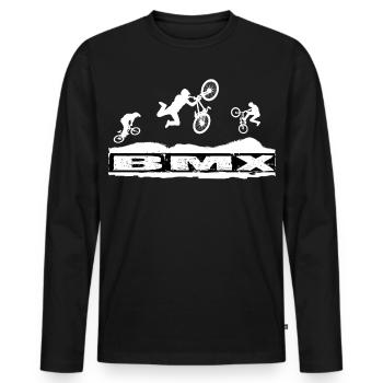 BMX Bike - Männer Premium Bio Langarmshirt - Schwarz - Vorne - Nico (187cm)
