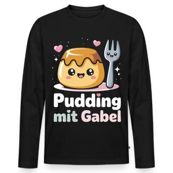 Pudding Mit Gabel - Männer Premium Bio Langarmshirt - Schwarz - Vorne - Nico (187cm)