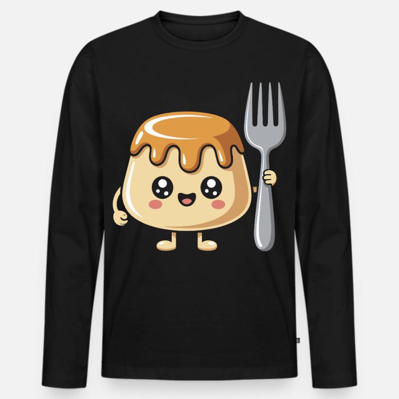Pudding Mit Gabel - Männer Premium Bio Langarmshirt - Schwarz