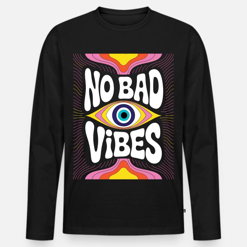No Bad Vibes Eye Psychedelia - Männer Premium Bio Langarmshirt - Schwarz